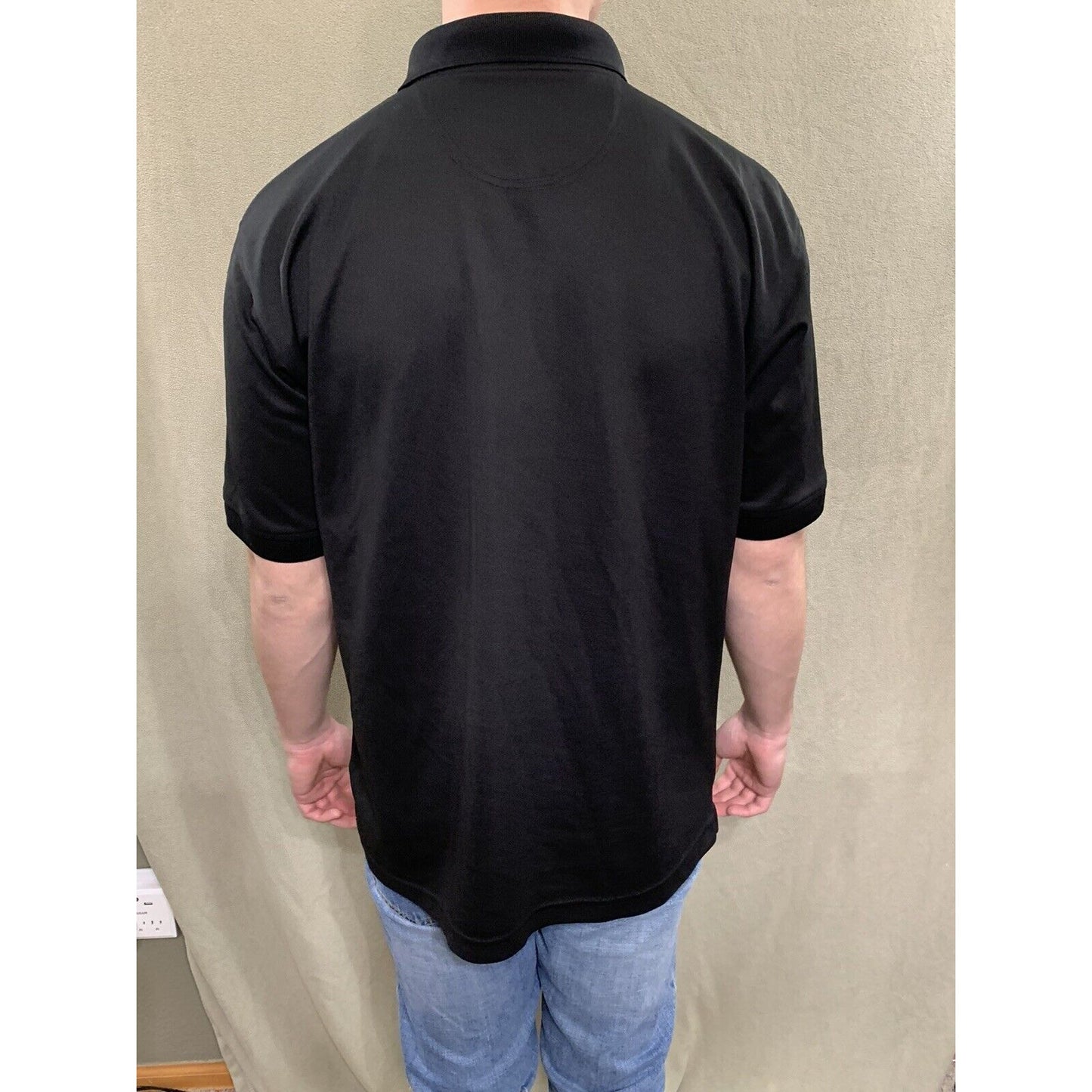 Men’s Medium Black Ultraclub Platinum Embroidered Air Force Polo Shirt