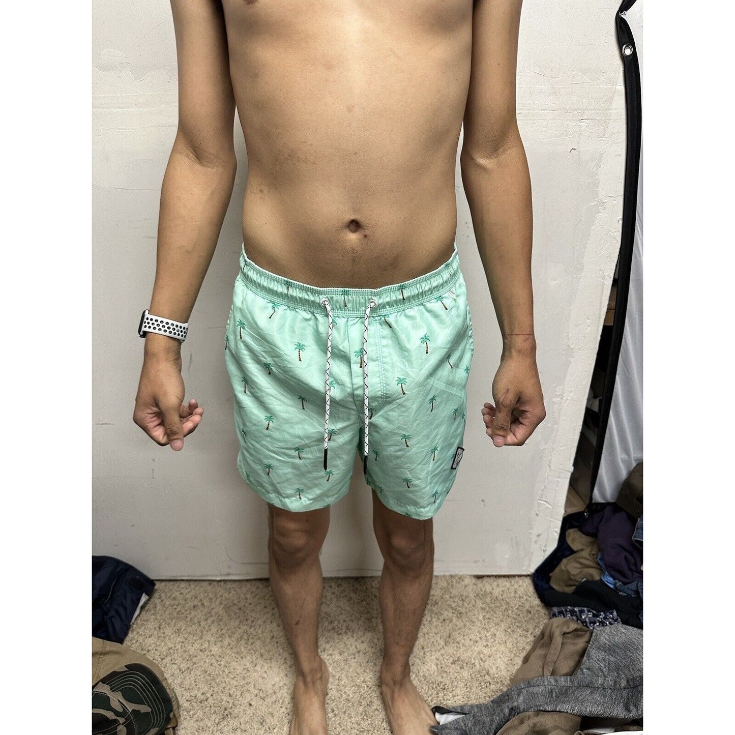 Men’s American Eagle Green Palm Tree Swim Trunks Small