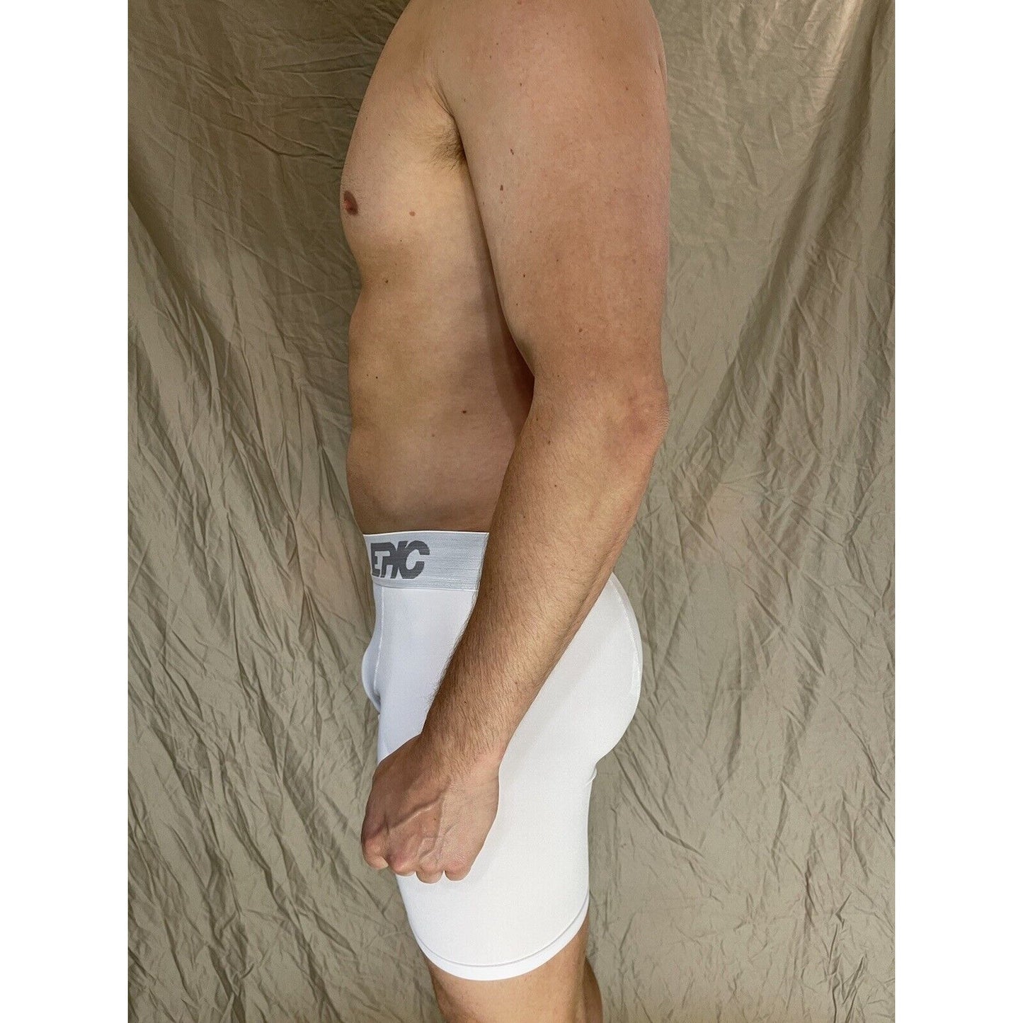 men's epic stretch white epicool compression shorts Small