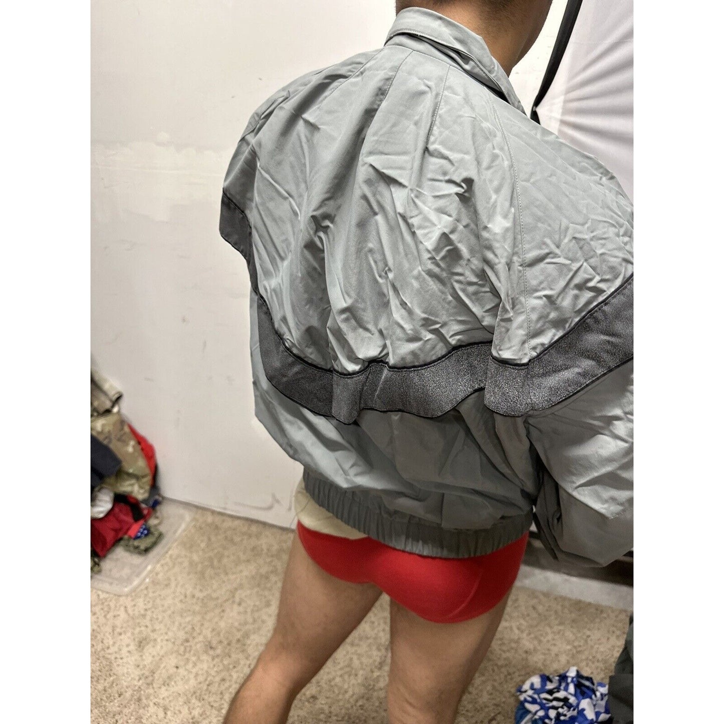 Men’s Army Medium Short Jacket Physical Fitness Uniform Full Zip Gray