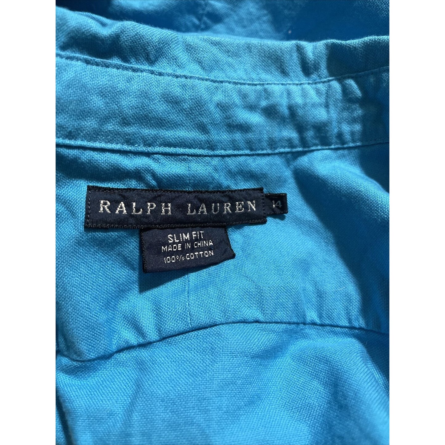 Men’s Ralph Lauren Teal Blue Size 14 Slim Fit Long sleeve Button up shirt