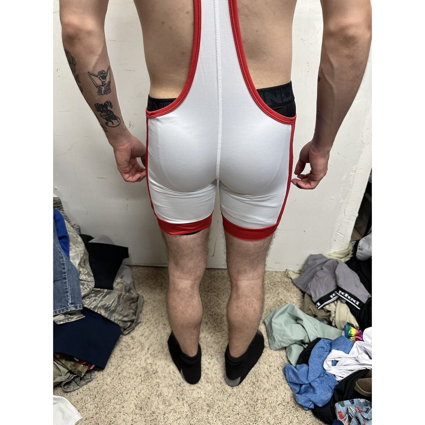 Men’s Patriotic Red White And Blue Tauwell Wrestling Singlet Large
