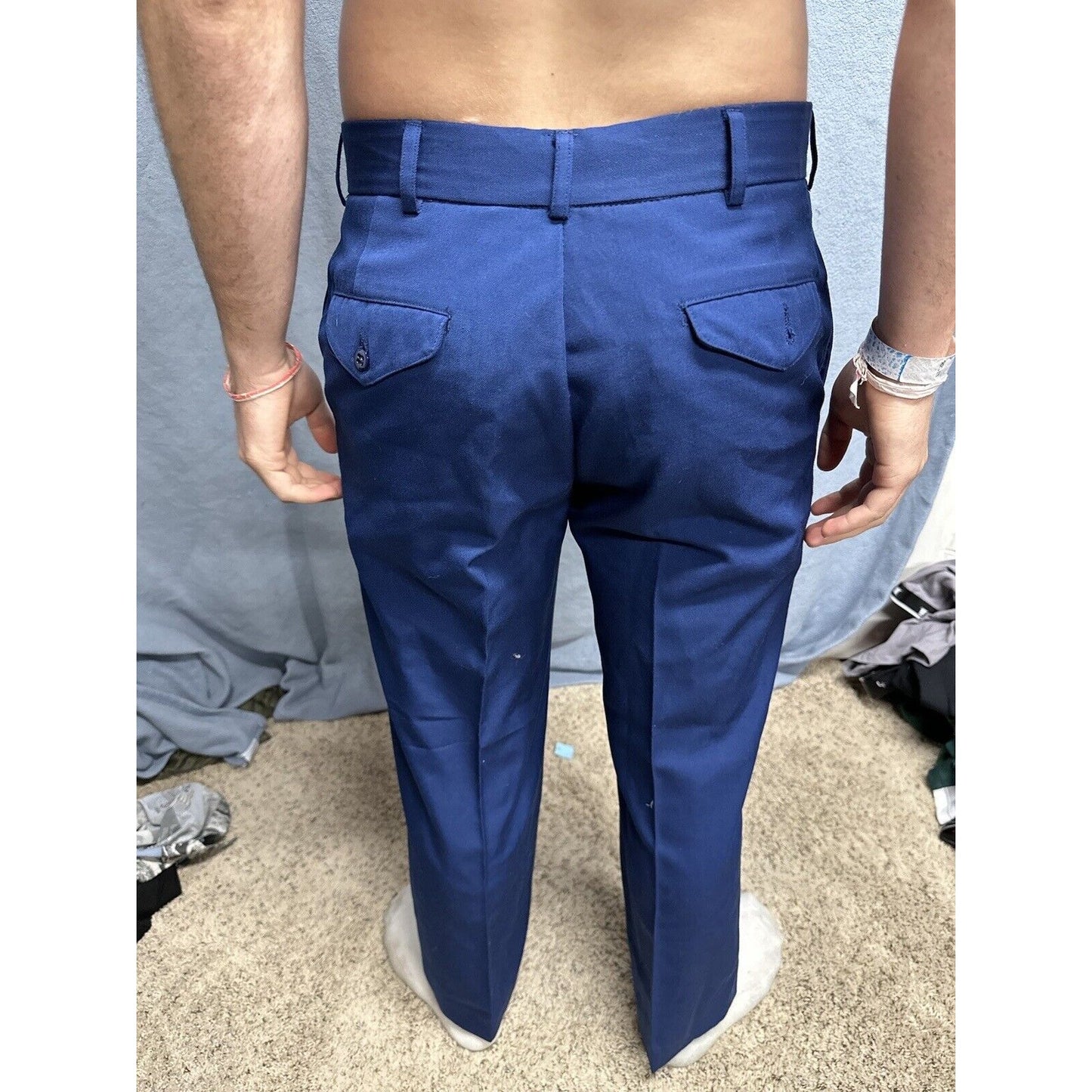 Men’s Usmc Trousers Uniform Pants Marines 33S Poly Wool Blue