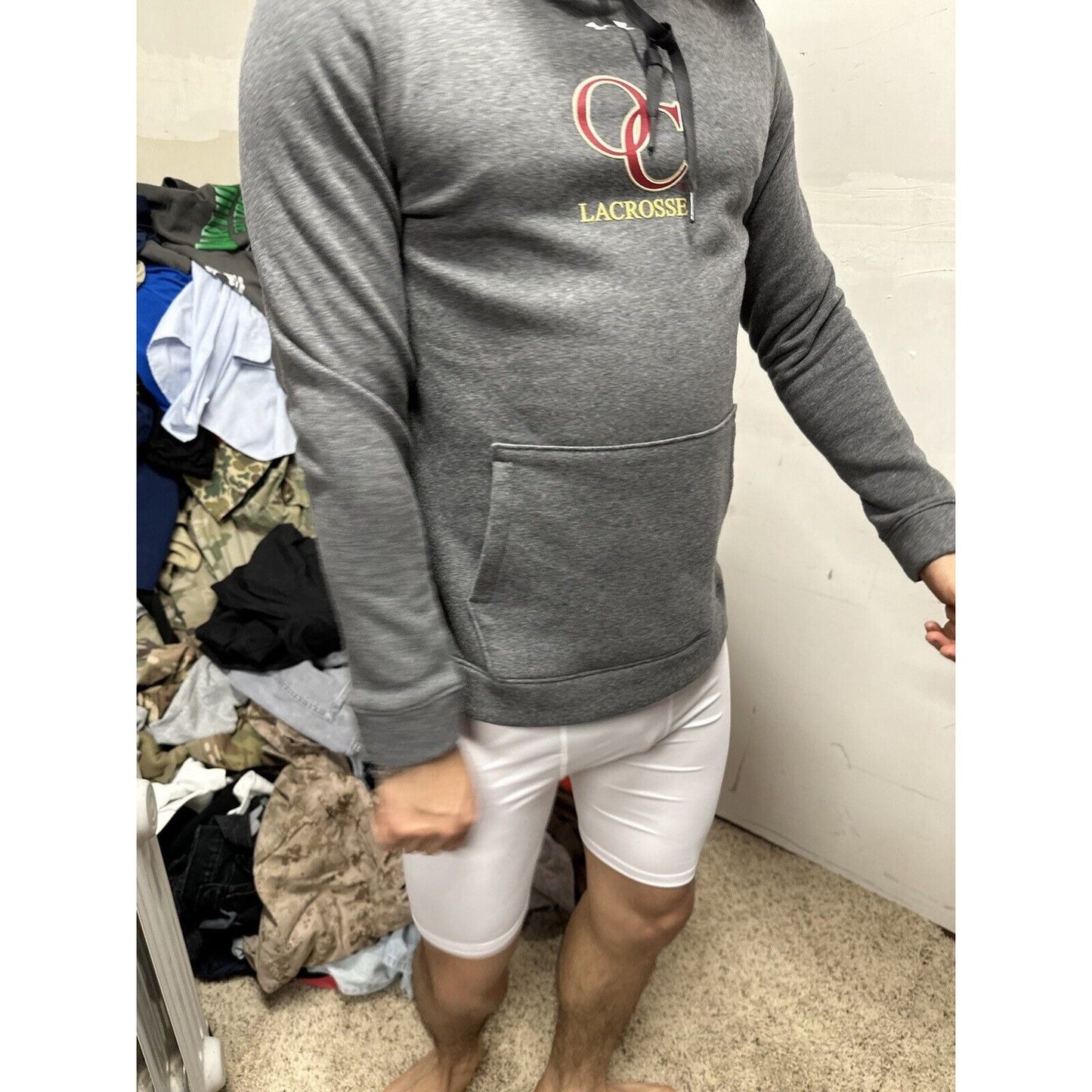 Men’s Gray OC Lacrosse Under Armour Loose Cold Gear Small Hoodie
