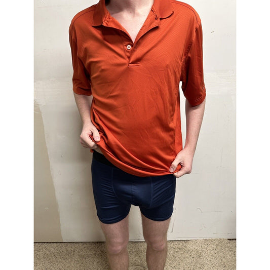Greg Norman For Tasso Ella Play Dry Orange Medium Polo Shirt Short Sleeve