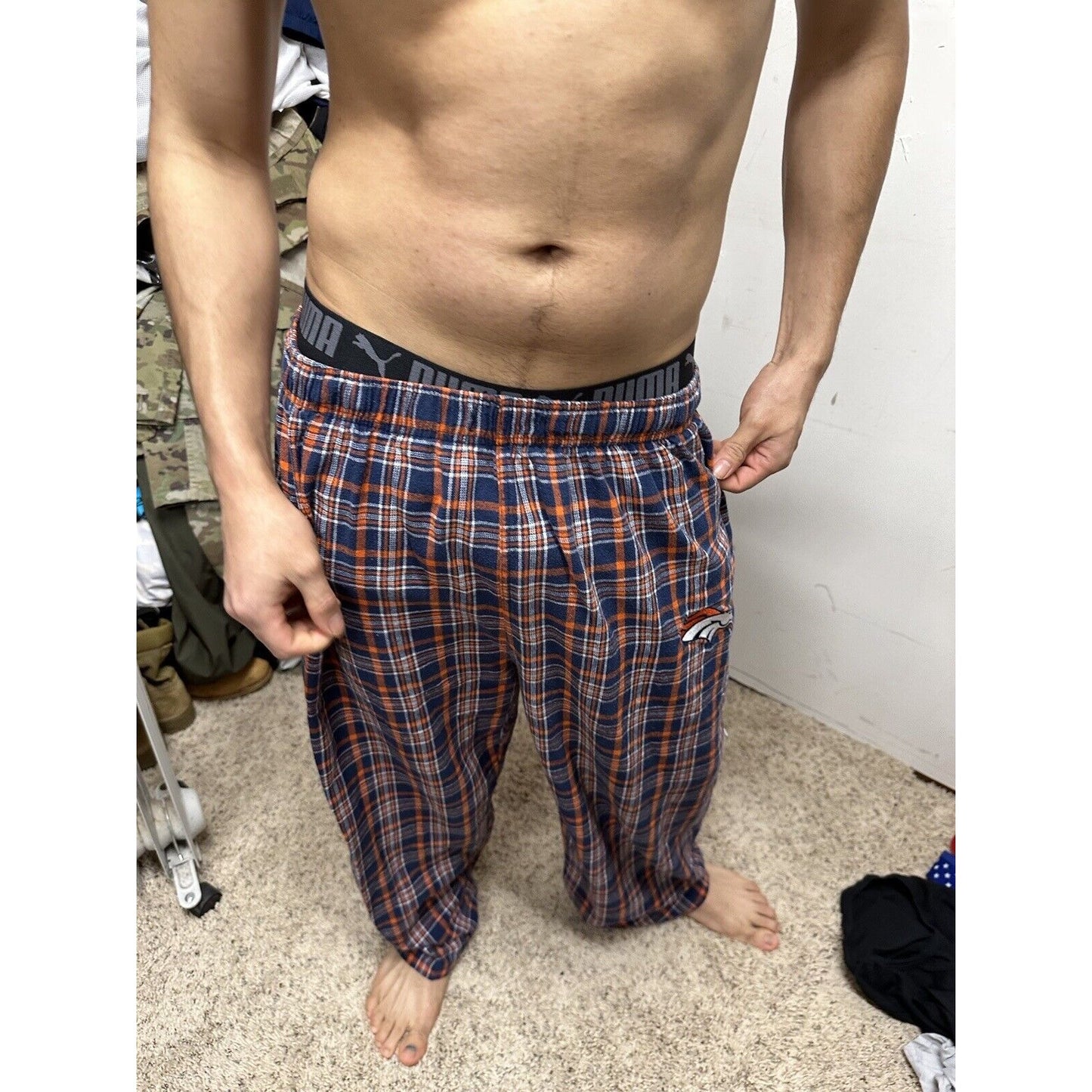 Men’s Plaid NFL Team Large Denver Broncos Pajama Pants Lounge Sleepwear