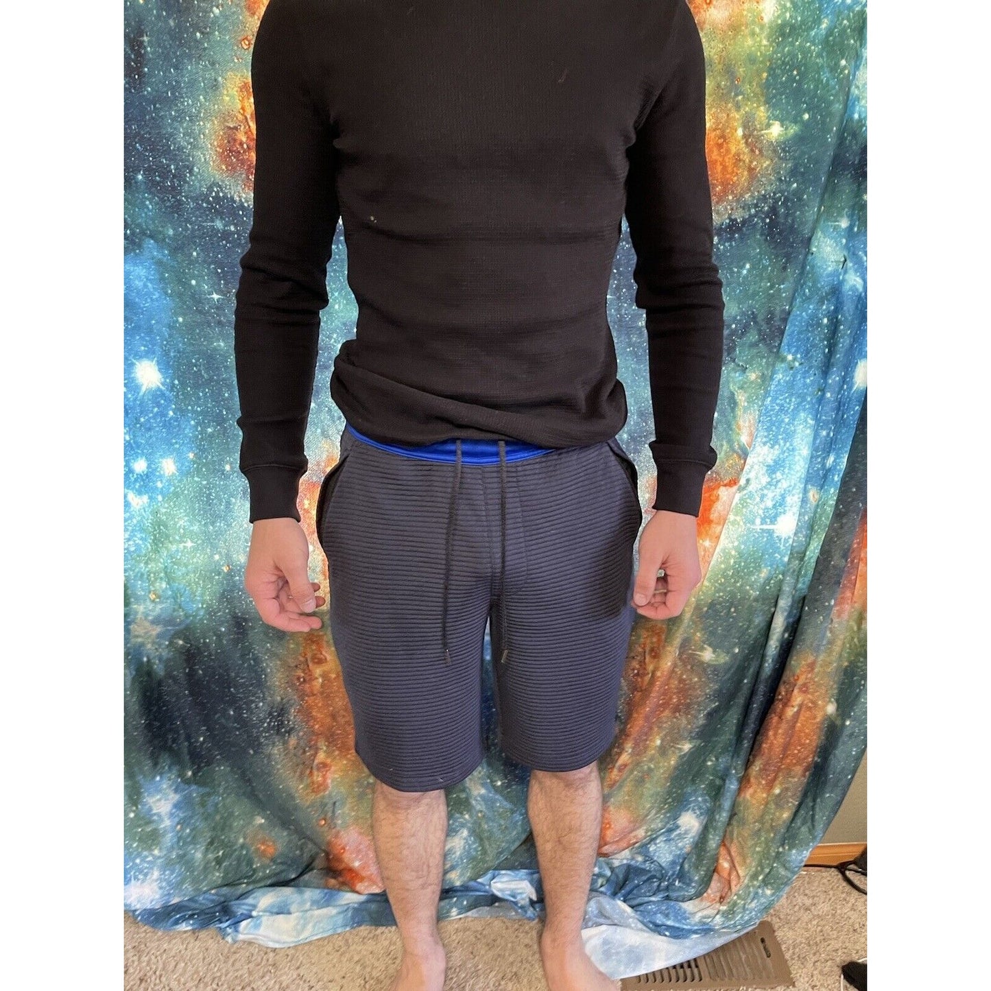 Michael Strahan Olive Dark Blue Quick-Dri premium ultra fleece shorts Medium
