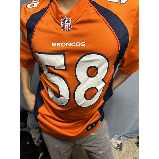 Men’s Denver Broncos Orange NFL Medium On Field Nike Football Jersey #58 Miller
