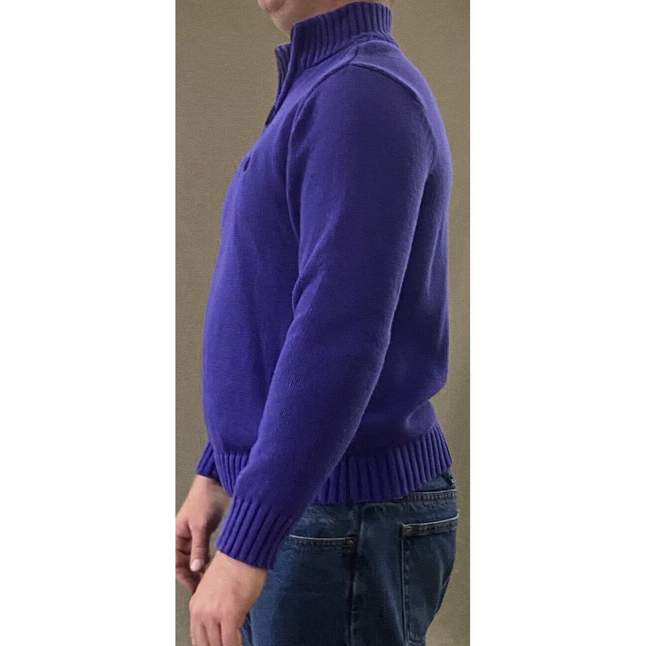 Chaps Men’s Medium Bright Purple 1/4-zip Cotton Pullover Sweatshirt