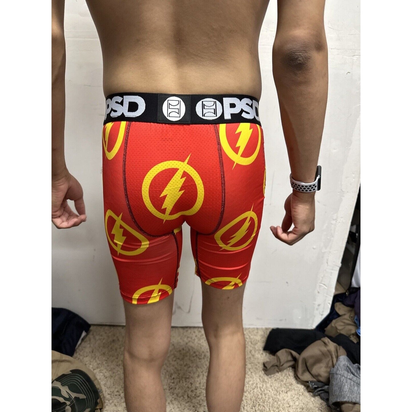 Men’s PSD Small Boxer Briefs Red Orange Flash Design
