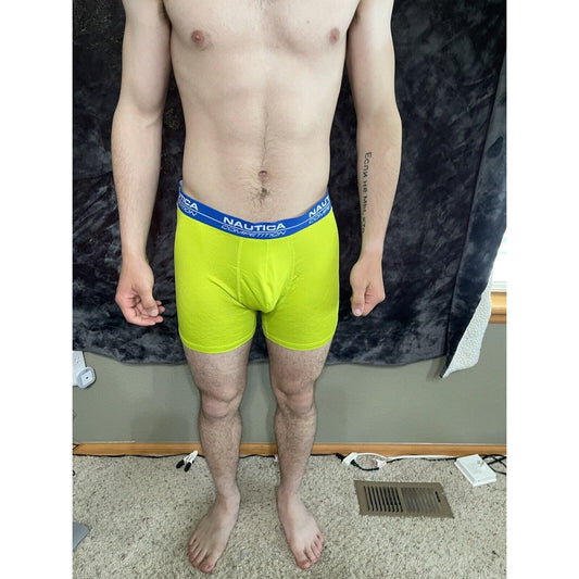 Men’s Large Neon Yellow Nautica 7% Spandex Compression Shorts New