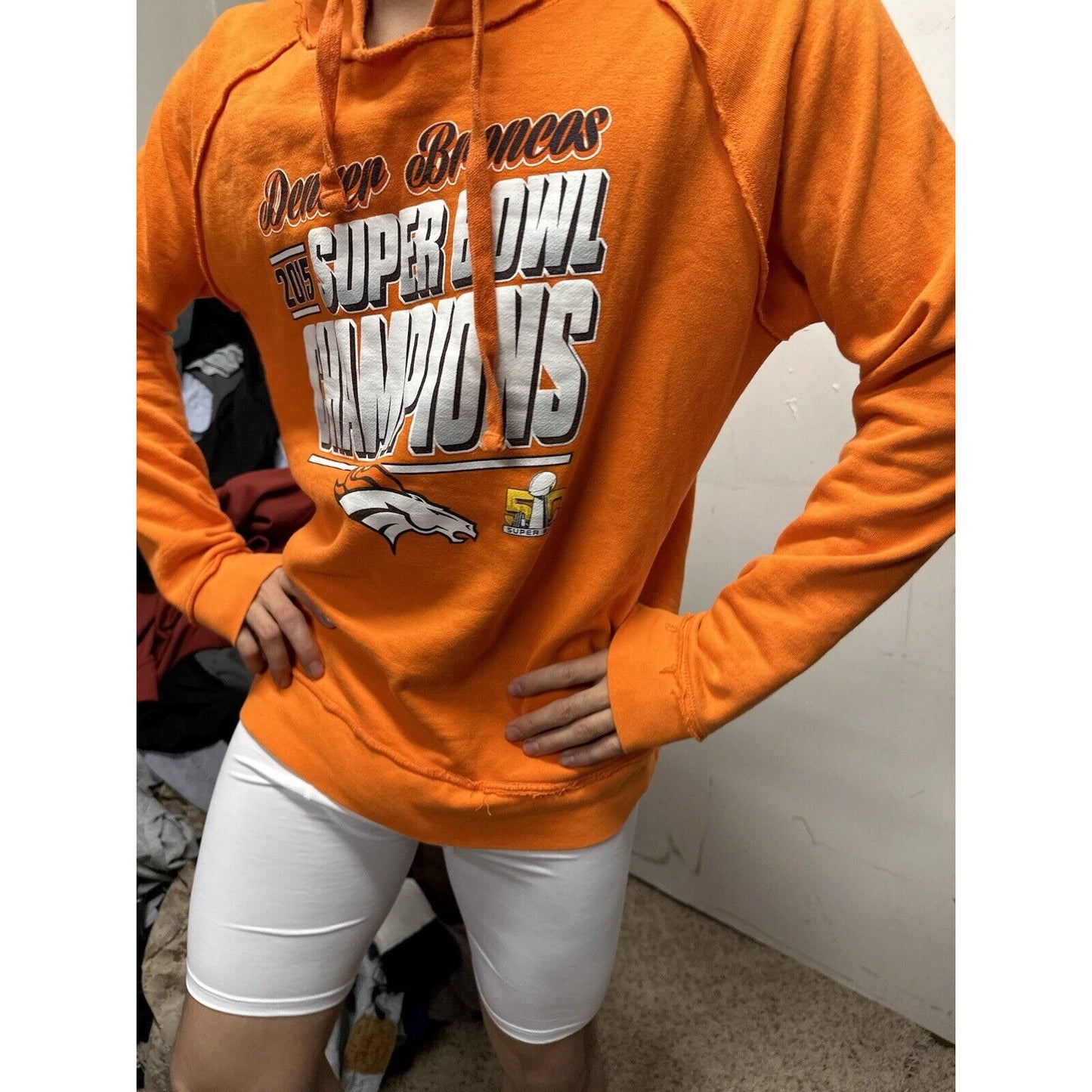 Woman’s NFL Team Apparel Denver Broncos 2015 Super Bowl Champions Orange Hoodie